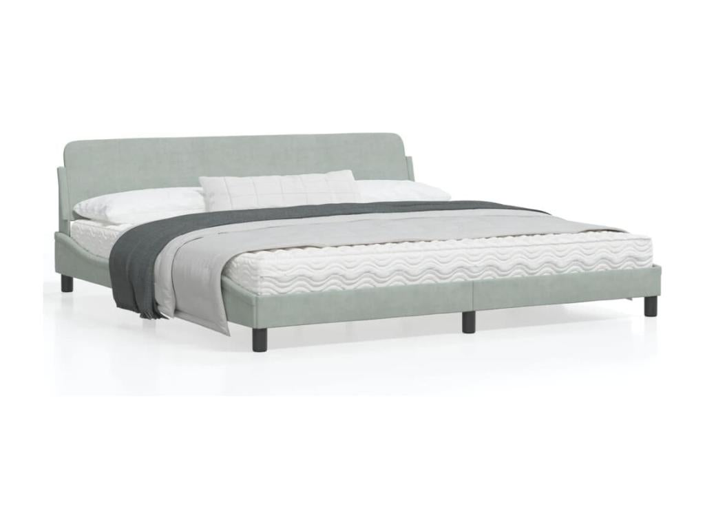 Bed frame with headboard, light grey, 200x200 cm, velvet, 31343ICVO