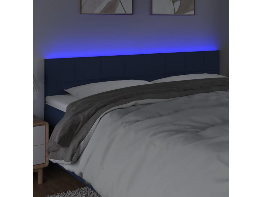 Blue LED Headboard 200x5x78/88 cm Fabric 14116KOUJ