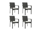 4-piece garden chairs with cushions, black wicker resin, 39853GOSN
