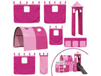 Children's loft bed with pink tower, 90x190 cm, solid pine wood, 30985SIOL