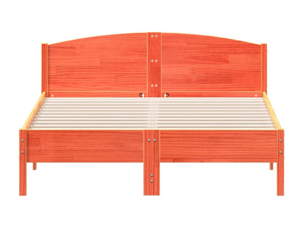 Bed frame and headboard, brown wax finish, 140x200 cm, pine wood, 55686GSVJ