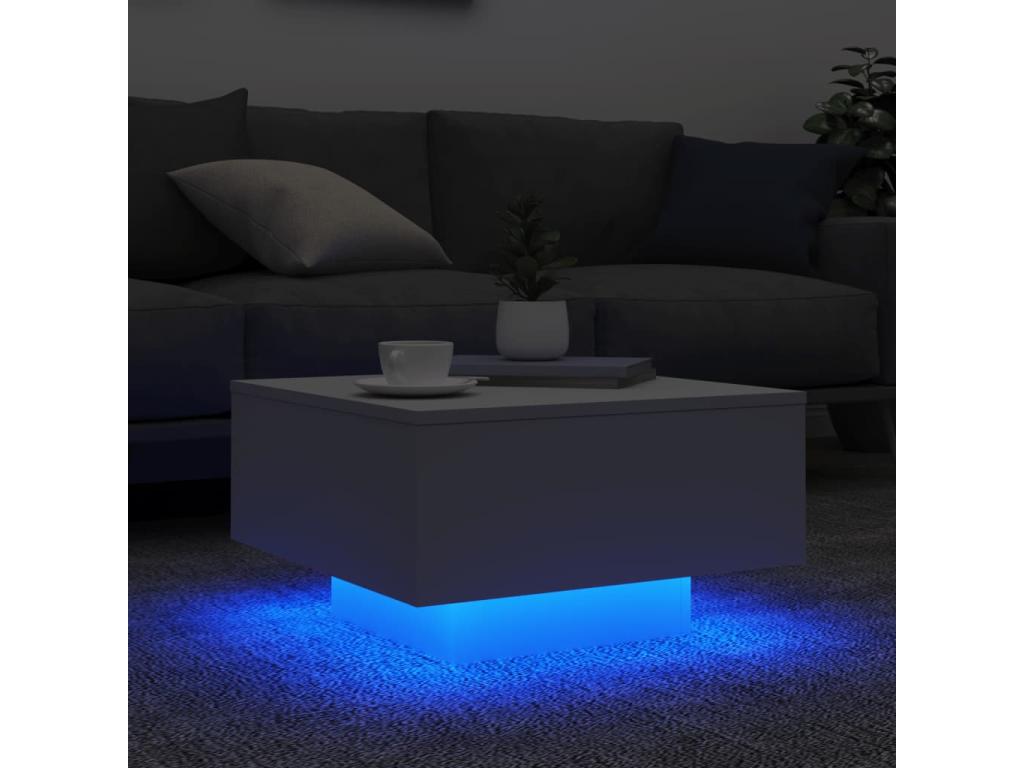 Coffee table with Nidchicshop white LED light, 55x55x31 cm, 75305XMYZ