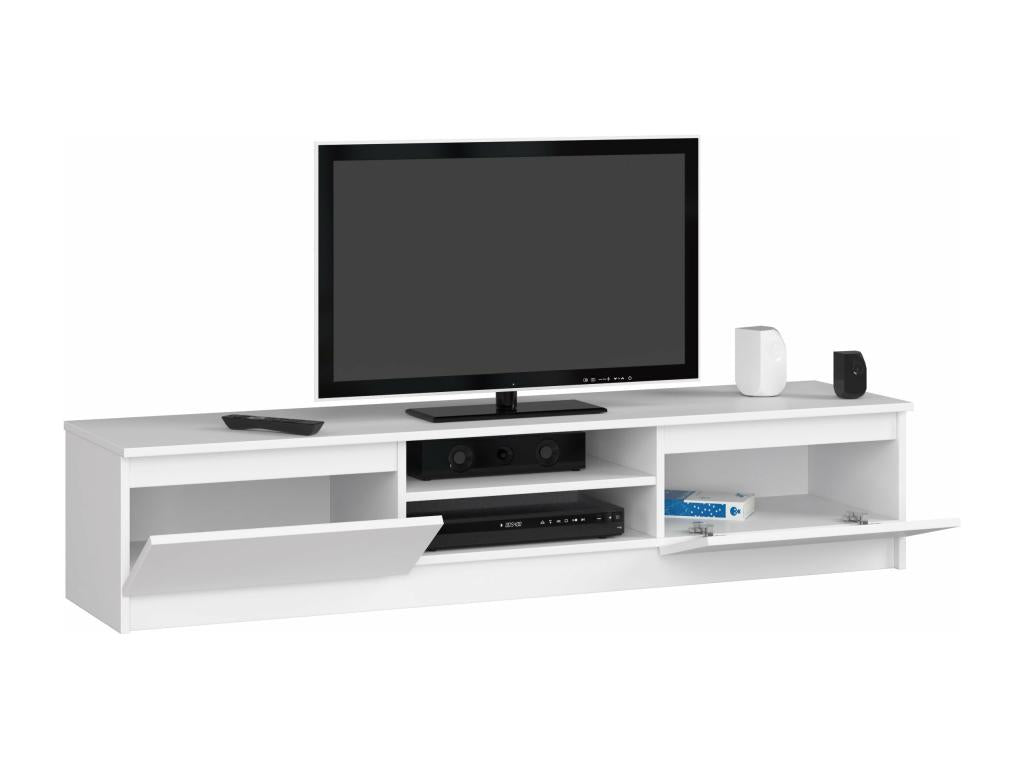 White TV stand, 160 cm, 2 doors, 2 shelves, 160x40x33 cm, 77473PDSC