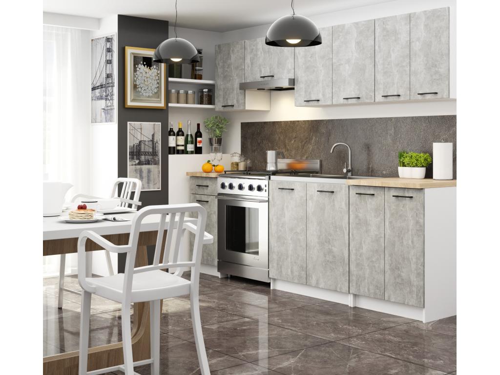 Calmetop W50 Modular Kitchen Wall Cabinet, White, 50 cm, 1 Door, Concrete Front, 2 Shelves, 50x30x58 cm, 25241HOVJ