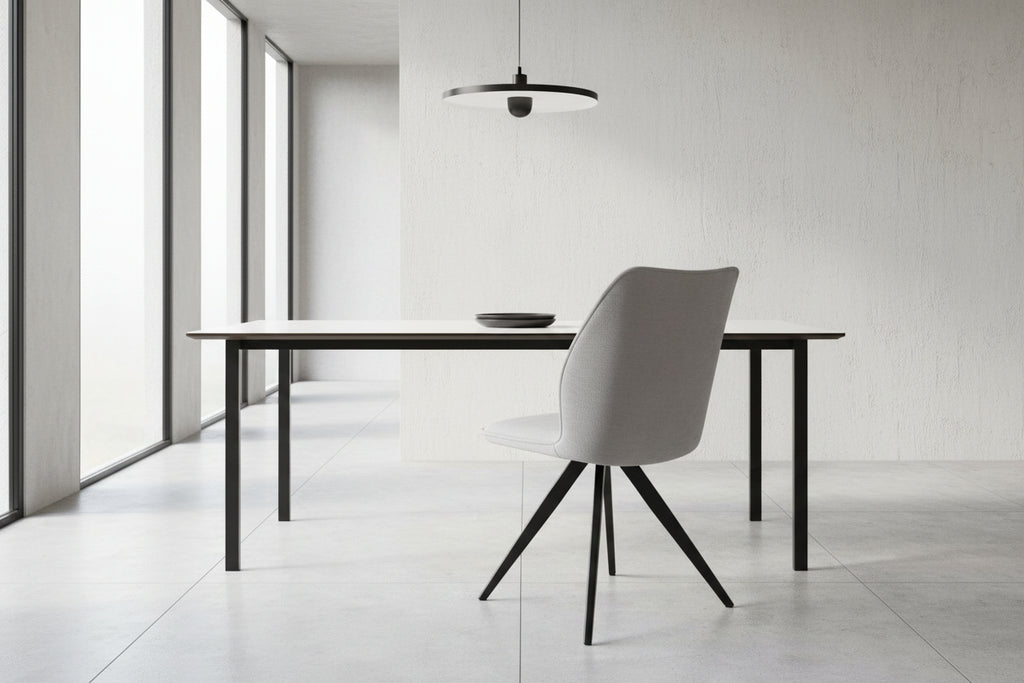 Chair in soft grey velvet with black metal cross base - Nidchicshop 91641SKYX