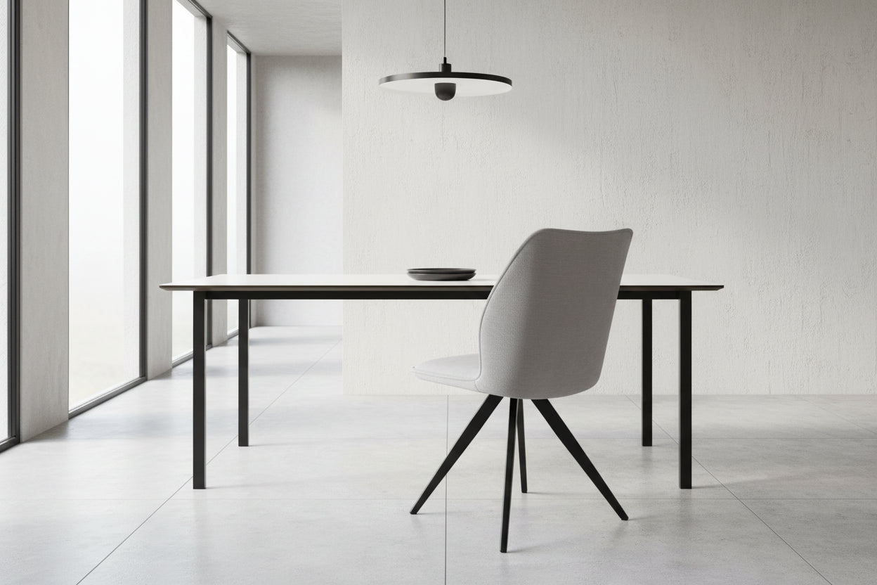 Chair in soft grey velvet with black metal cross base - Nidchicshop 91641SKYX