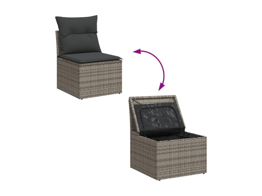 Garden furniture set with cushions, 10 pieces, grey woven resin, 45903YAIP