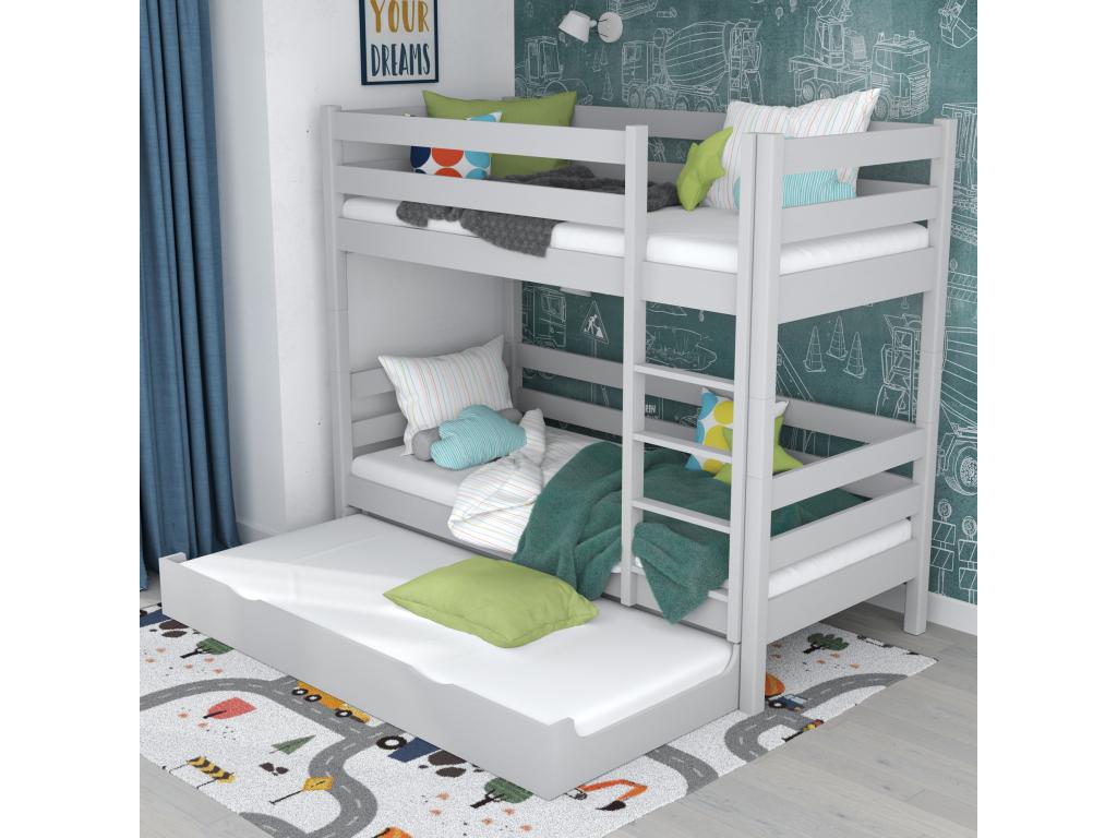 Wooden bunk bed - with drawer for mattress N01 Grey 100x190 09857JGIA