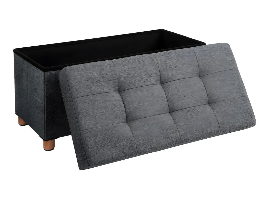 Folding storage bench with lid and solid wood legs - L76 cm 12405NNYT