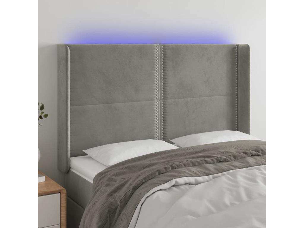 Light Grey LED Headboard 147x16x118/128 cm Velvet 81993TXYL