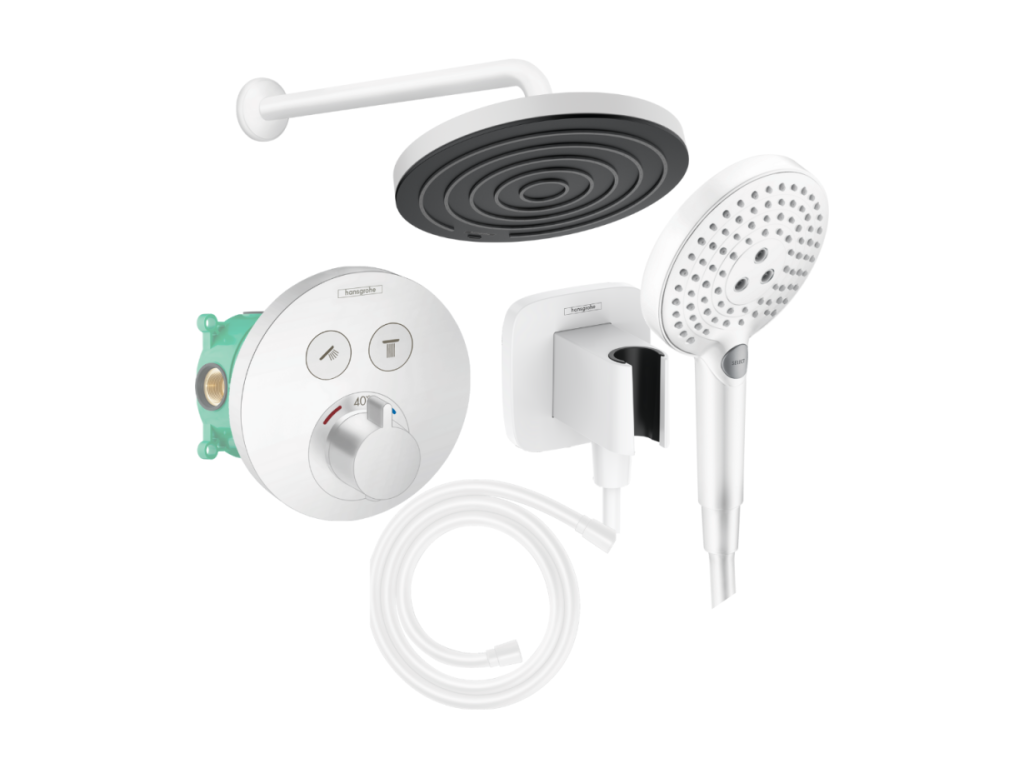 Nidchicshop Thermostatic Recessed Shower Column, Nidchicshop Shower Hose, Nidchicshop Hand Shower, White 71799YPZS