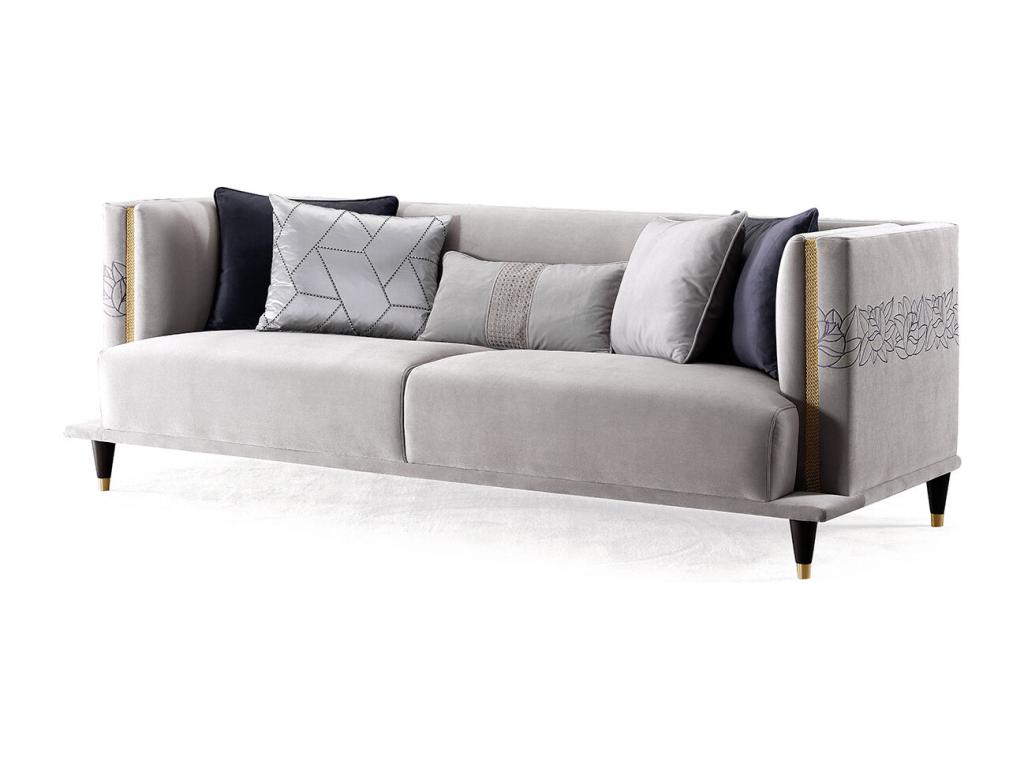 Nidchicshop 3-seater velvet sofa - Grey 84730YORO