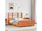 Bed frame without mattress, brown wax finish, 135x190cm, solid pine wood, 94681ZLKP