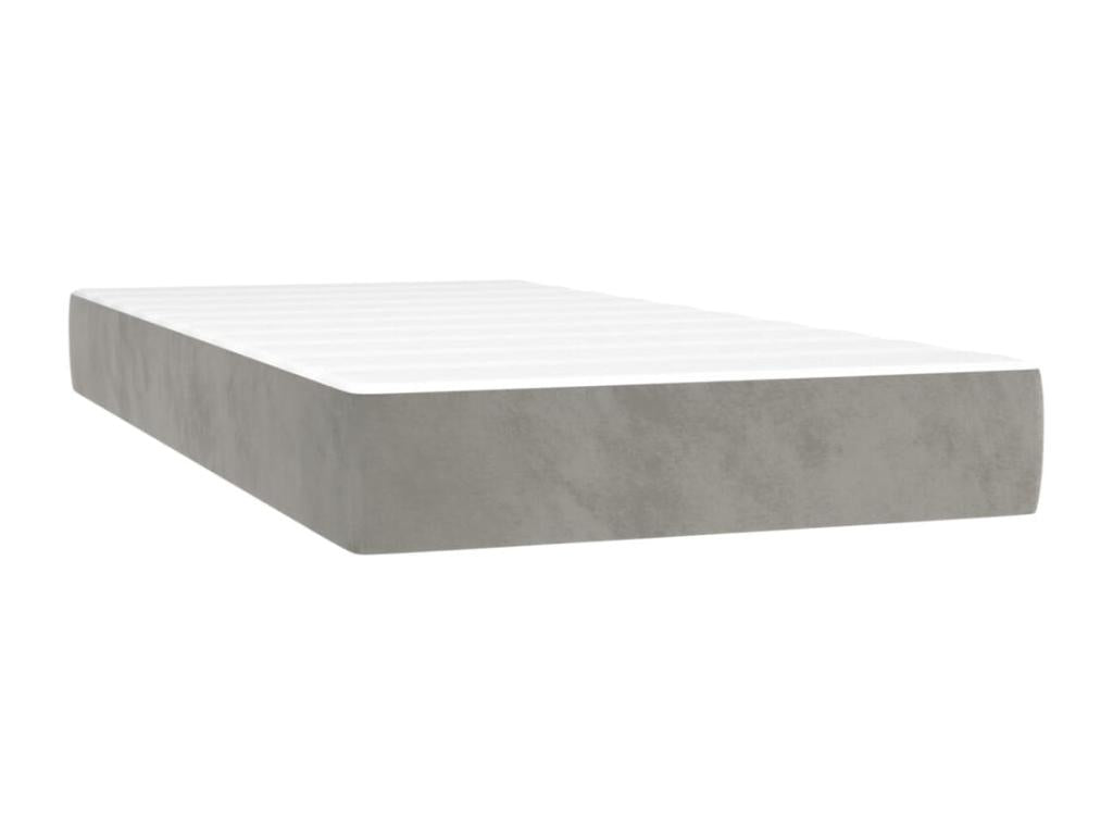 Upholstered bed base and mattress, light grey, 200x200cm, velvet, 57867JOLN