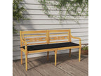 Nidchicshop bench with black cushion, 150cm, solid teak wood, 47161DKPP