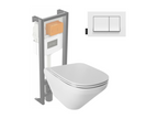 Calmetop Modern Life rimless wall-hung toilet pack with toilet seat and concealed cistern, white rectangular plate 42970TLDT