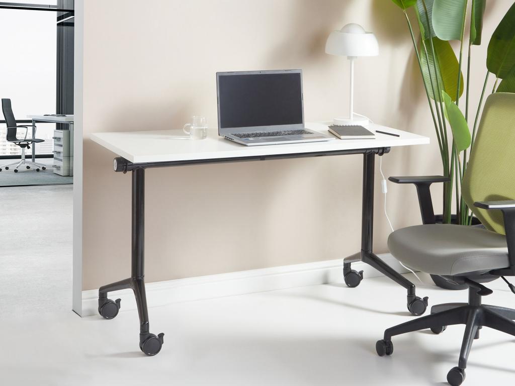 Folding desk with wheels, white, CAVI 14536AZFV