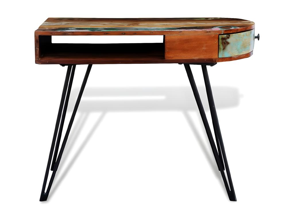 Desk with iron legs, solid reclaimed wood, 81929BGCZ