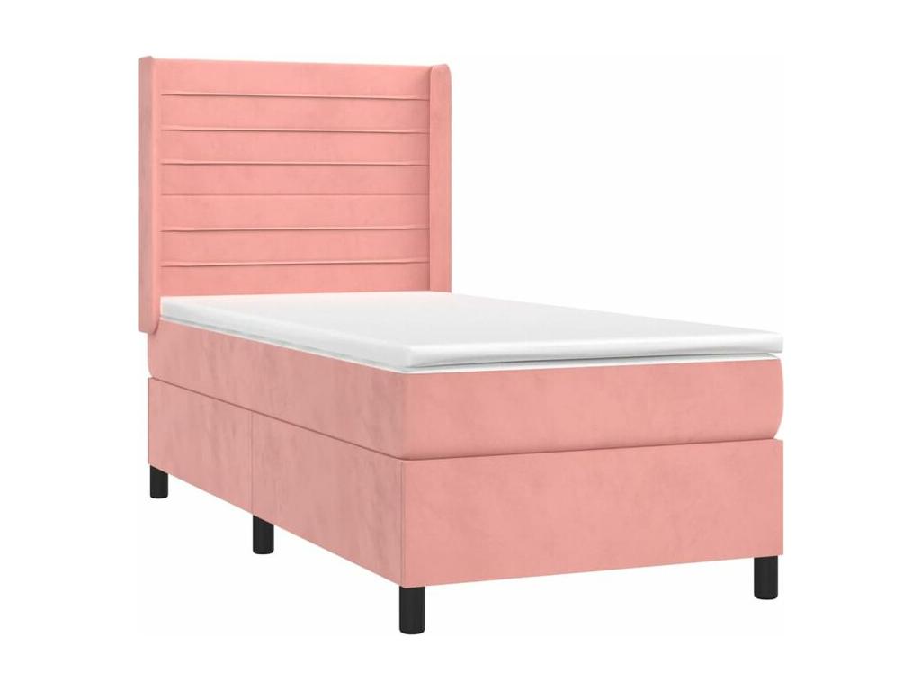 Nidchicshop bed base with pink velvet mattress 100x200 83358RDCS