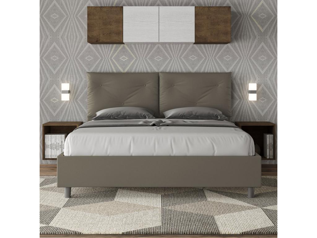 Upholstered double storage bed 160x200 cappuccino faux leather Nidchicshop 98018BLMO