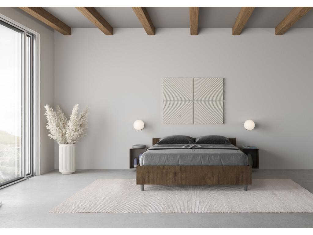 Nidchicshop 63903QMVT Double Bed with Storage 140x200cm Walnut