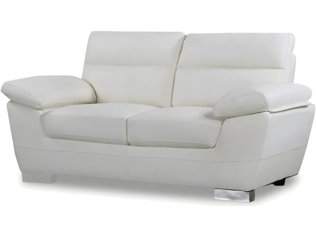 Calmetop fixed sofa in bonded leather and PVC - 169x88x90 cm - 2-seater - White 87272EOYT
