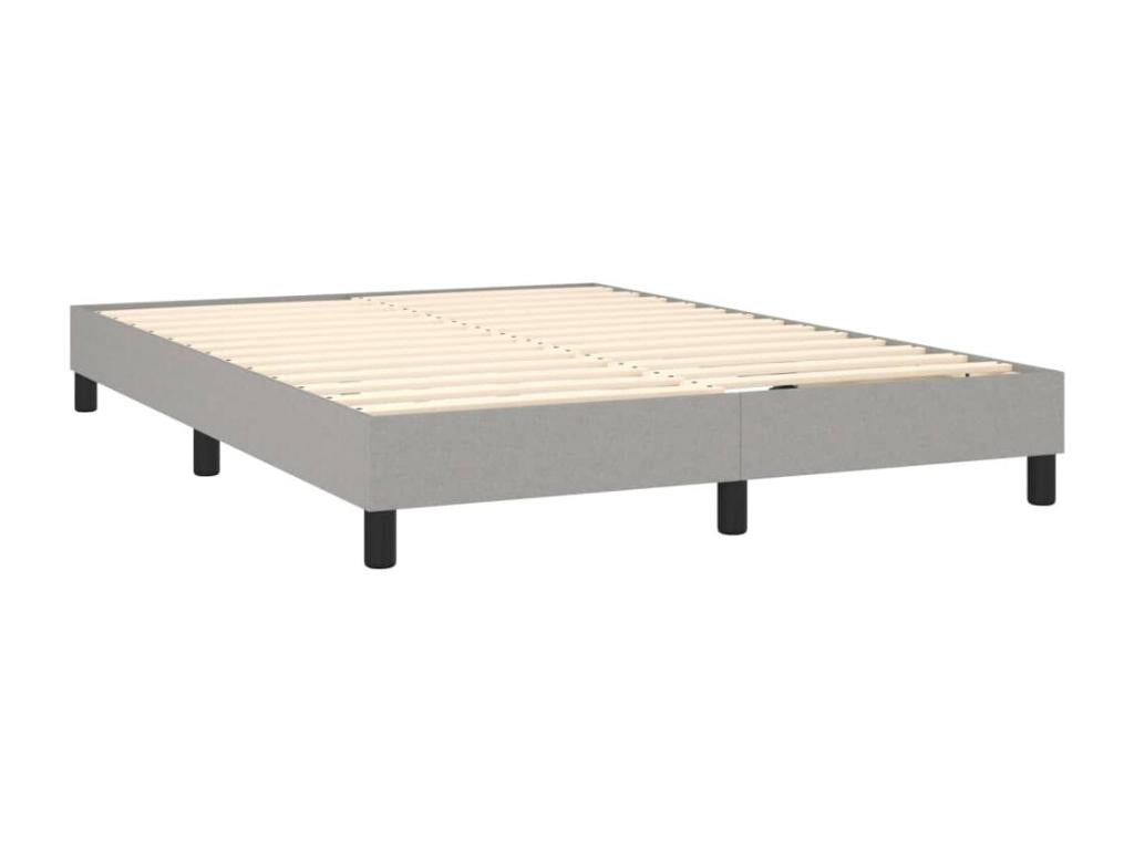 Upholstered bed base with mattress, light grey, 140x190cm, fabric, 72957RPHA