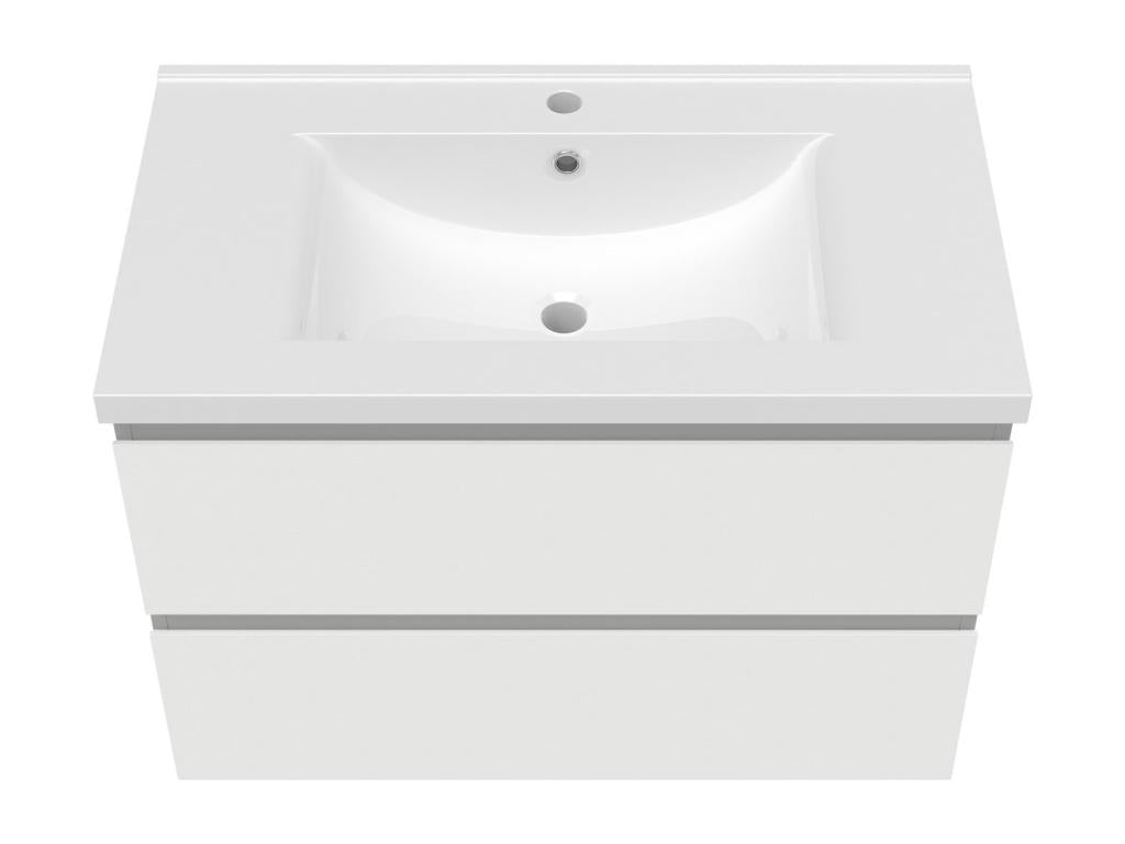 Calmetop Anthracite 80cm Bathroom Vanity Unit with Single Sink Column and Dimmable LED Mirror with 3 Colors, Bluetooth, and 3X Magnification. 04328DMAF