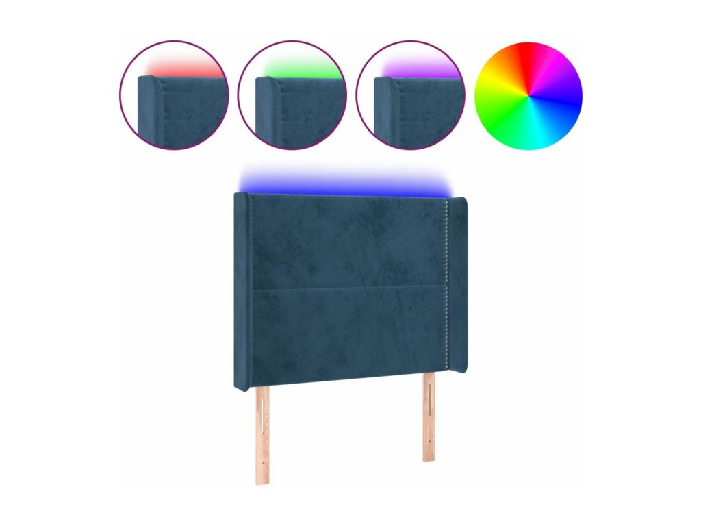 Dark Blue LED Headboard 103x16x118/128 cm Velvet 18981IKAT