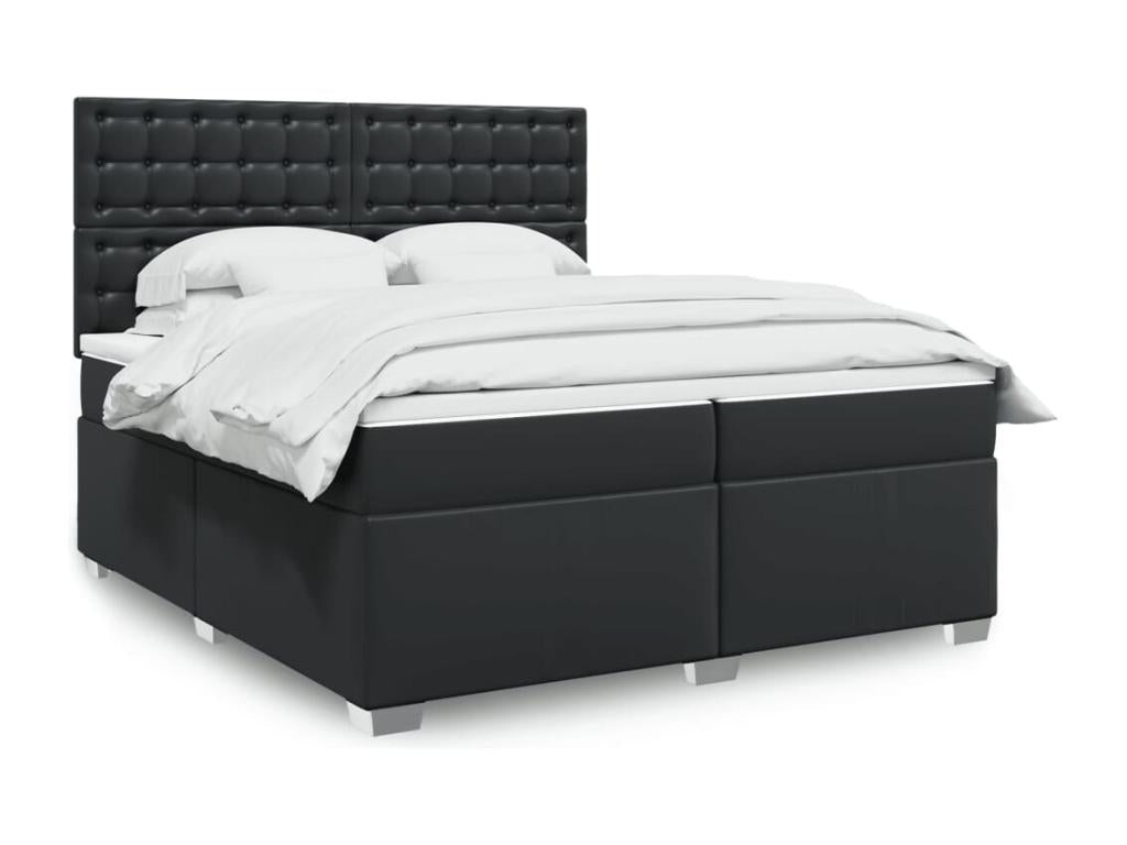 Calmetop bed base with mattress, black, 200x200 cm, faux leather, 10199MZAA