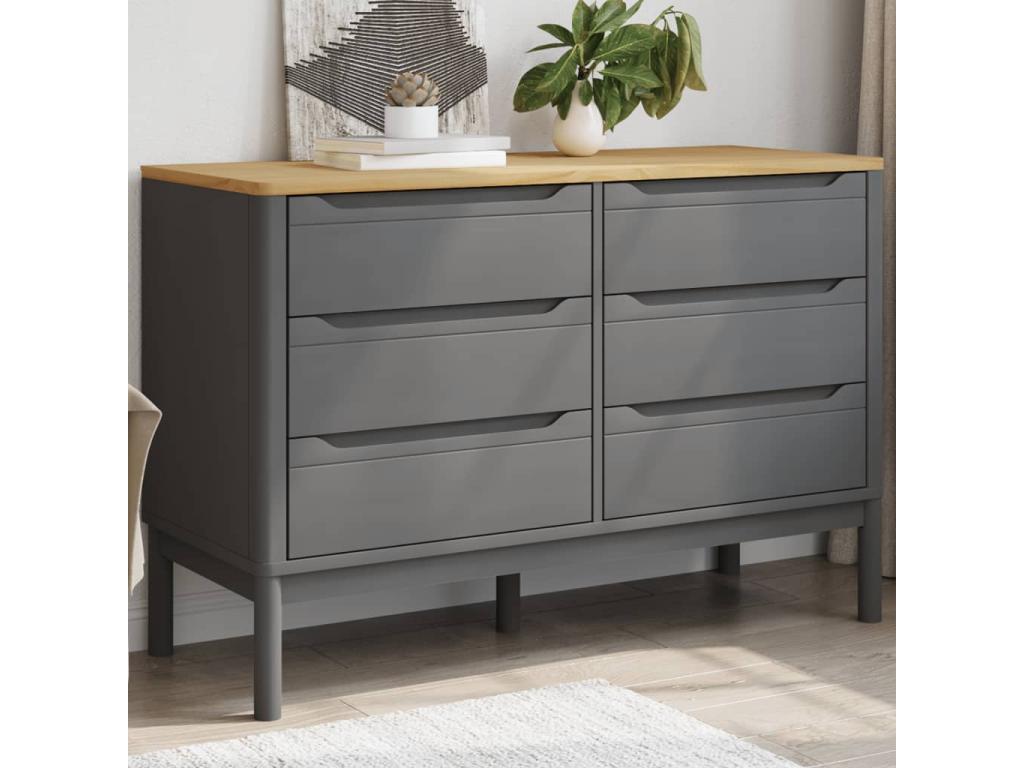 Nidchicshop chest of drawers, grey, solid pine wood, 93823KJEW
