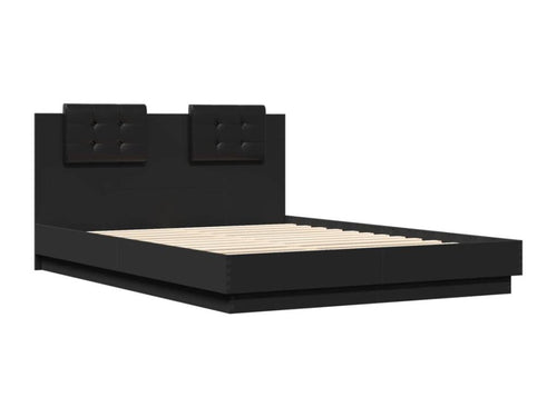 Bed frame with black headboard 150x200 engineered wood 47037SKKW