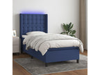 Upholstered bed base with mattress and LED light, blue, 80x200cm, fabric, 19928GPZX