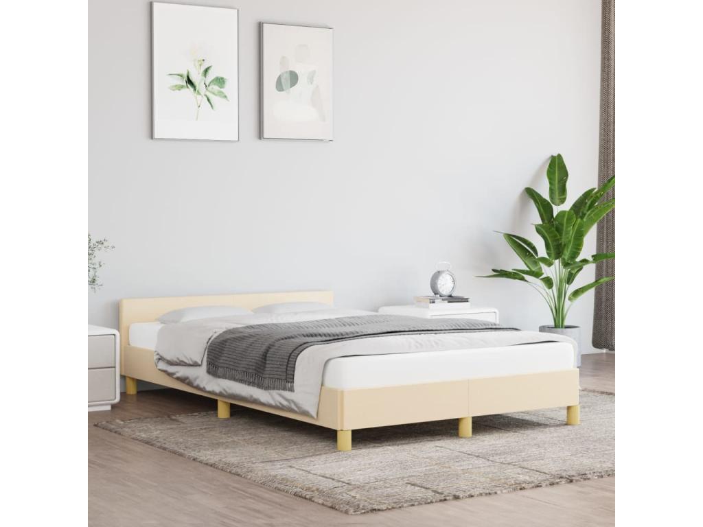Bed frame with cream headboard, 120x190 cm, fabric, 45191PIMY