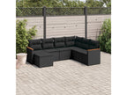 7-piece garden furniture set with cushions, black wicker resin, 24785FVSK