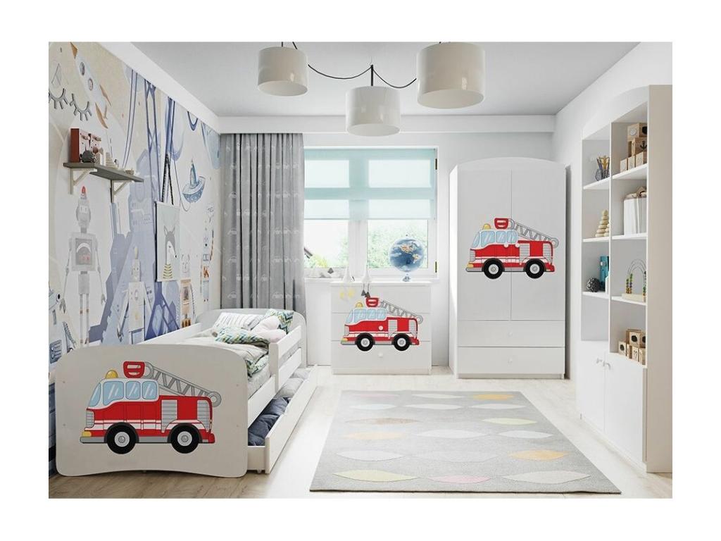 Children's bed in blue teddy bear with slatted base and removable safety rail Calmetop-80x180 87074XJXS