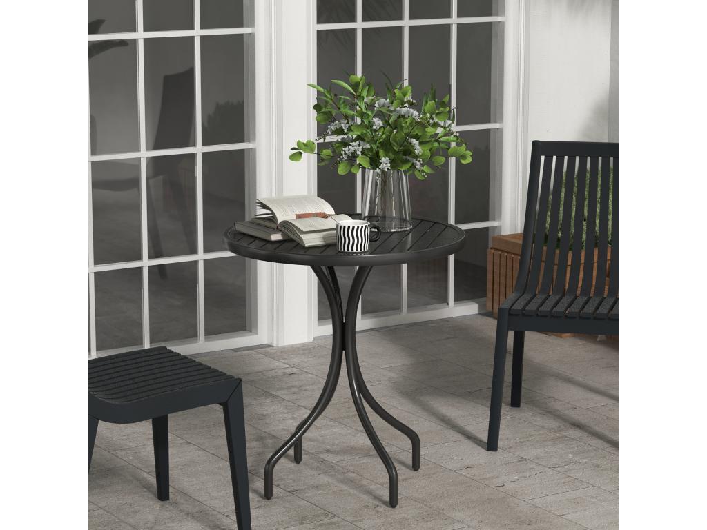 Round garden table 66 cm steel top in black Calmetop 57878XQXR