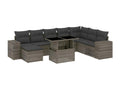 9-piece garden furniture set with grey resin wicker cushions 99641EJHZ