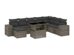 9-piece garden furniture set with grey resin wicker cushions 99641EJHZ