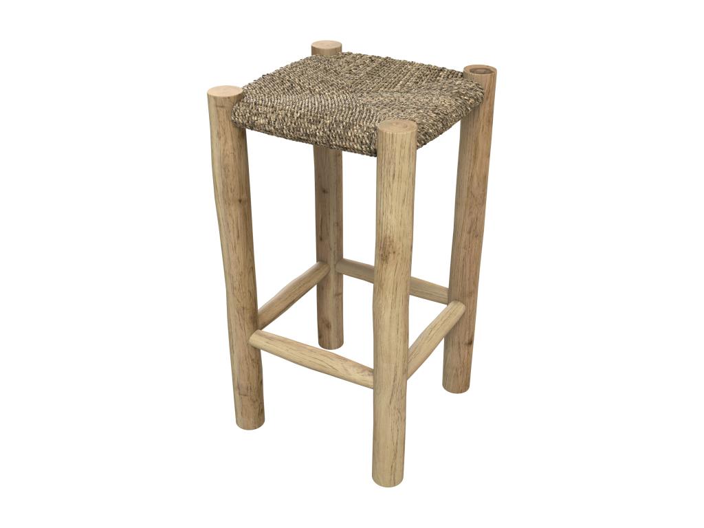 65cm kitchen island stool in seagrass and teak - Nidchicshop 86744RKEM