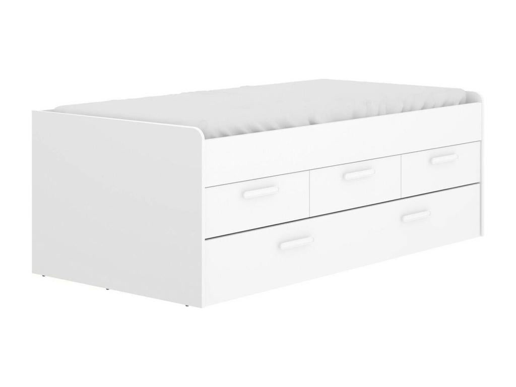 Calmetop Children's Bed Frame with Pull-Out Second Bed, Single Bed for Bedroom with 3 Drawers, 194x95x68 cm, White, 49239WRIV