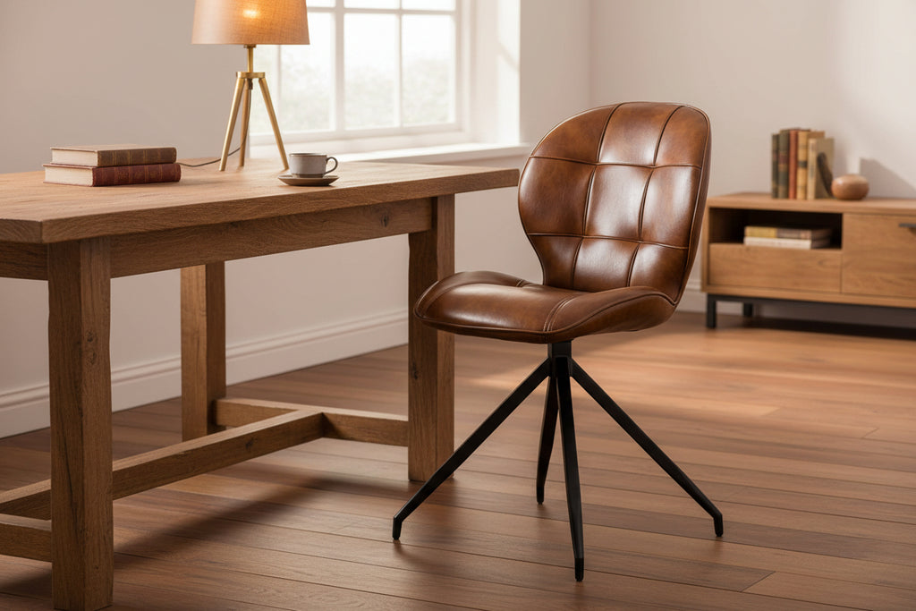 Nidchicshop - Set of 6 Brown Faux Leather Chairs 40847NIAD