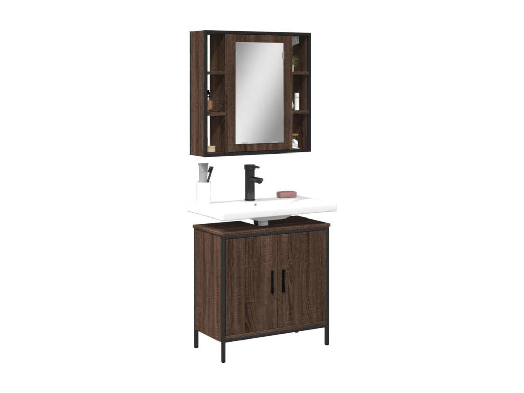 2-piece bathroom furniture set, brown oak, 24561ATNK