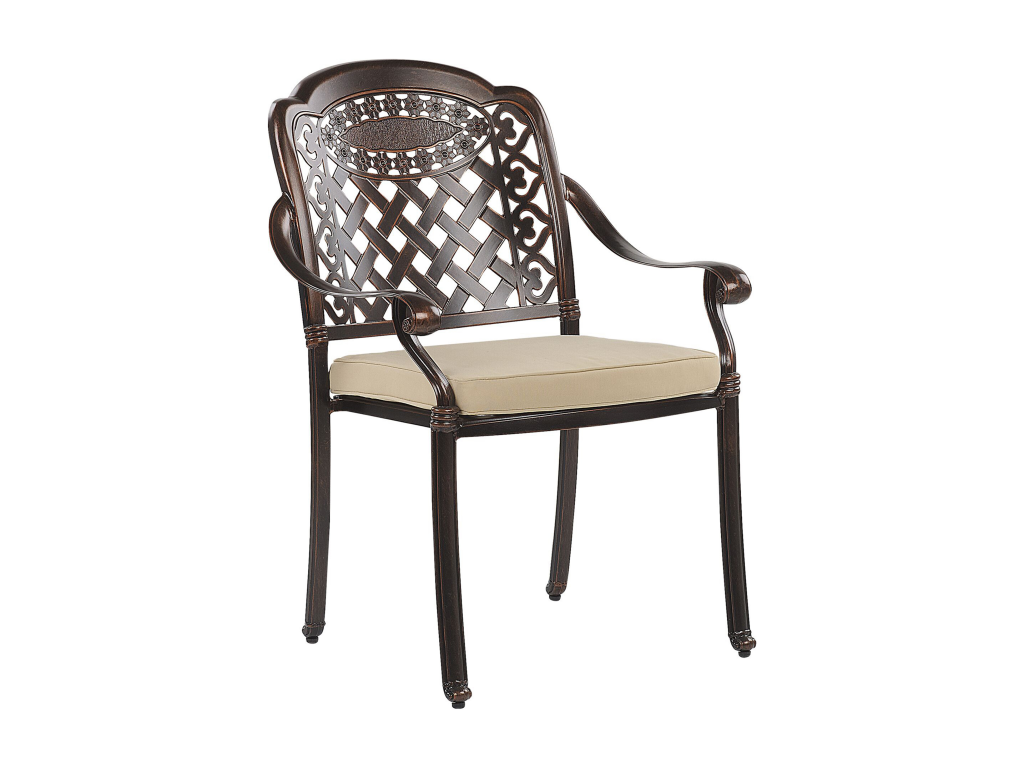 Set of 4 garden chairs with cushions, Nidchicshop, Dark Brown Metal, 53448YXGZ