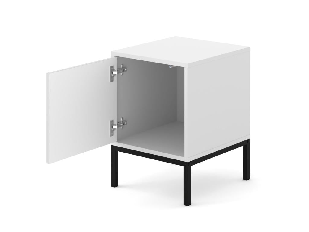 Nidchicshop F bedside table 41x40 cm - cabinet - matte white / matte black 06366OJWW
