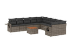 11-piece garden furniture set with grey resin wicker cushions 95761PFYV
