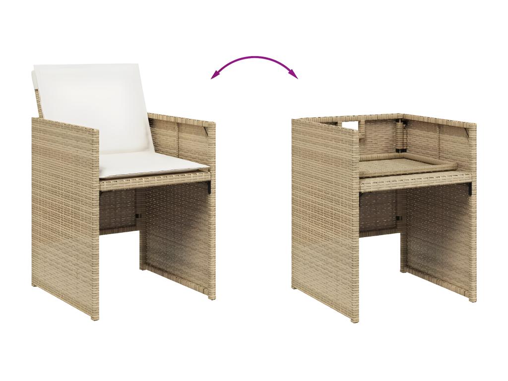 11-piece beige poly rattan garden dining set and cushions 21358PVKM