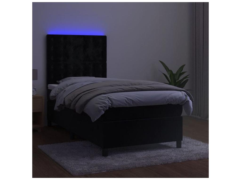 Calmetop bed base with mattress and LED, black, 80x200 cm, velvet, 19269SMUW