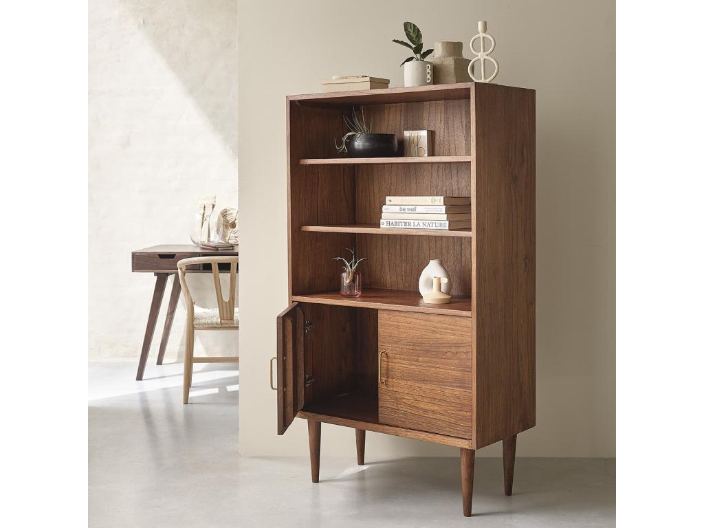 Nidchicshop solid wood walnut-finish bookcase 49711TSVB