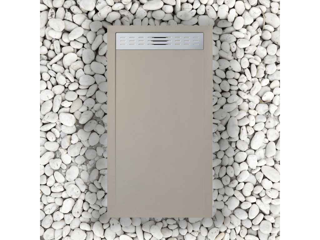 90x180 cm shower tray with side grate, Nidchicshop 1001, made of synthetic resin and marble powder, with drain 11977JQBM